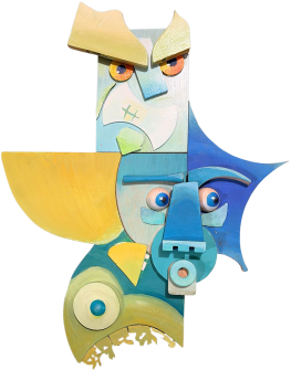 All three Guardian Series 2 pieces combined into one larger totemic assemblage